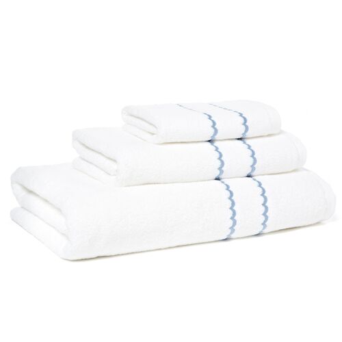 3-Pc Double Scallop Towel Set, Blue~P75404164