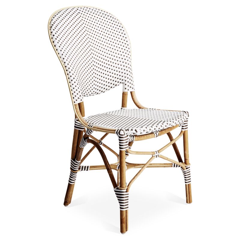 Bridgitte Rattan Side Chair, White/Cappuccino