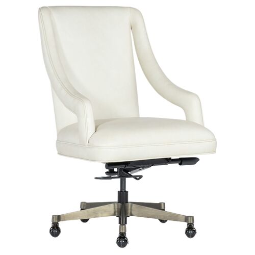 Meira Executive Leather Swivel Desk Chair, White