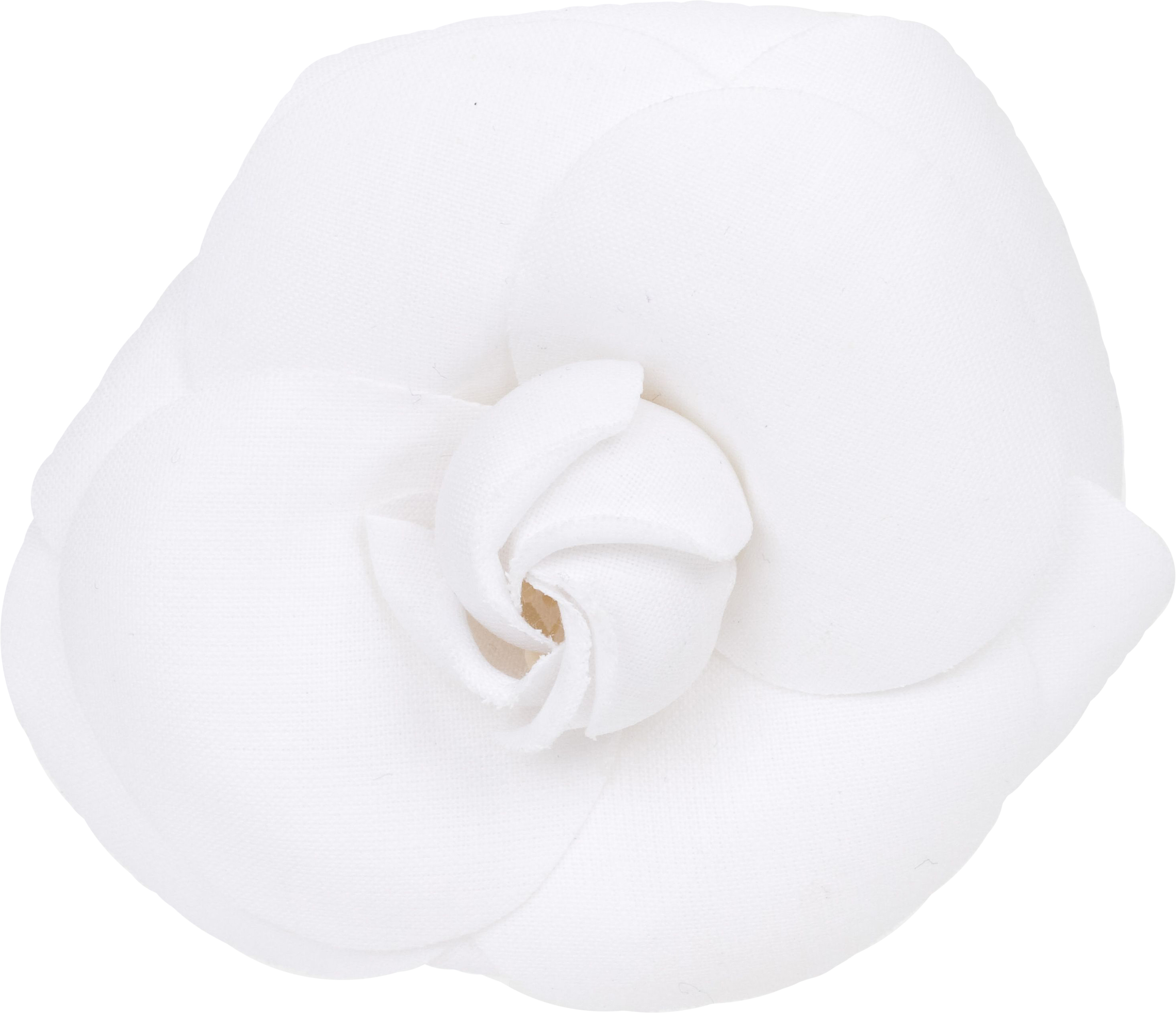 Chanel large white fabric camelia brooch~P77633423