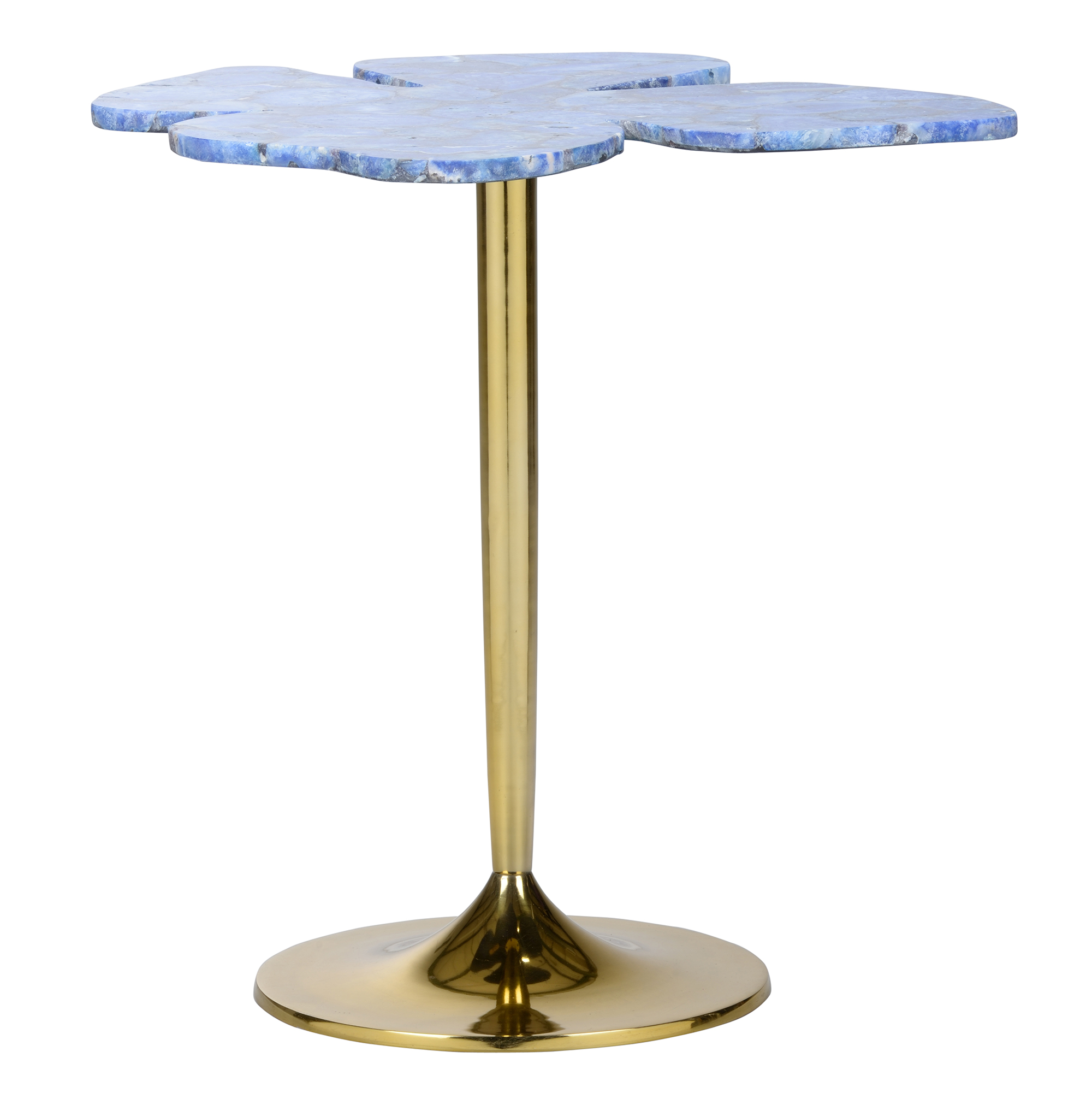Petal Quartz Side Table, Blue/Gold
