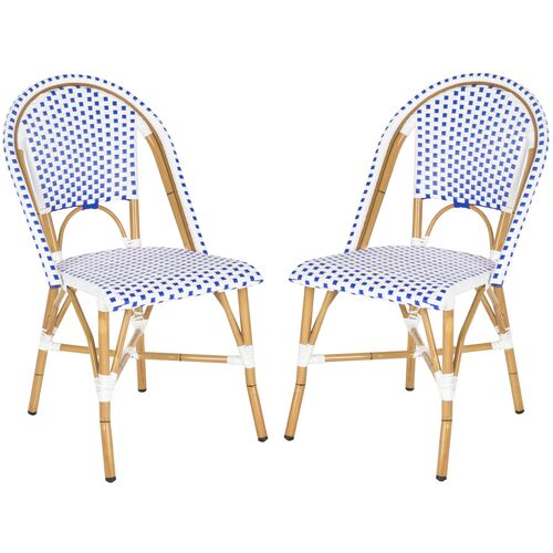 S/2 Odeon Stackable Bistro Side Chairs, Blue~P60894083