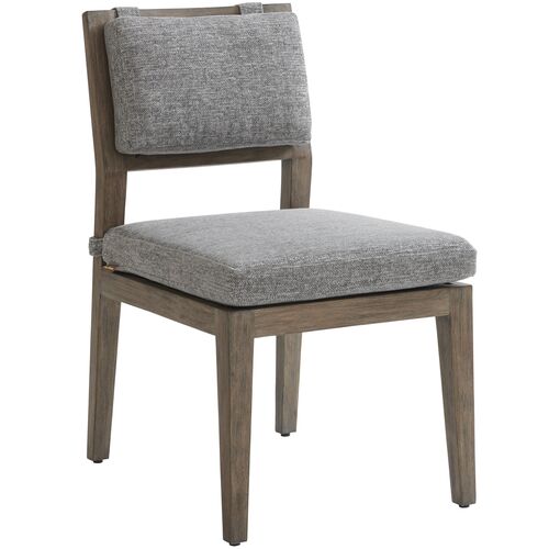 La Jolla Outdoor Side Dining Chair, Light Brown/Gray Sunbrella