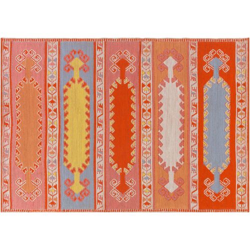Jess Outdoor Rug, Coral/Multi