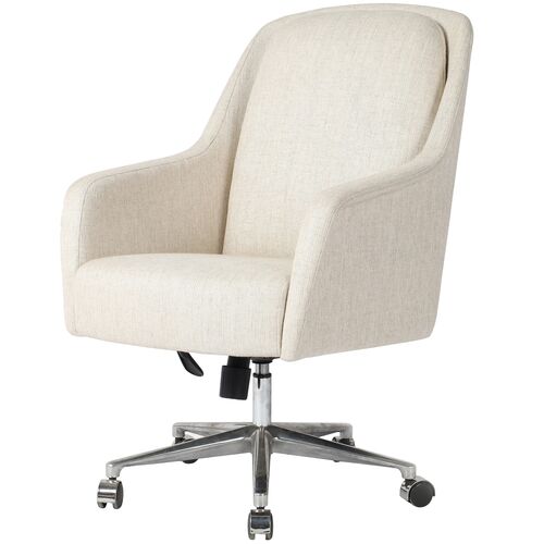 Lisle Upholstered Desk Chair, Natural Linen