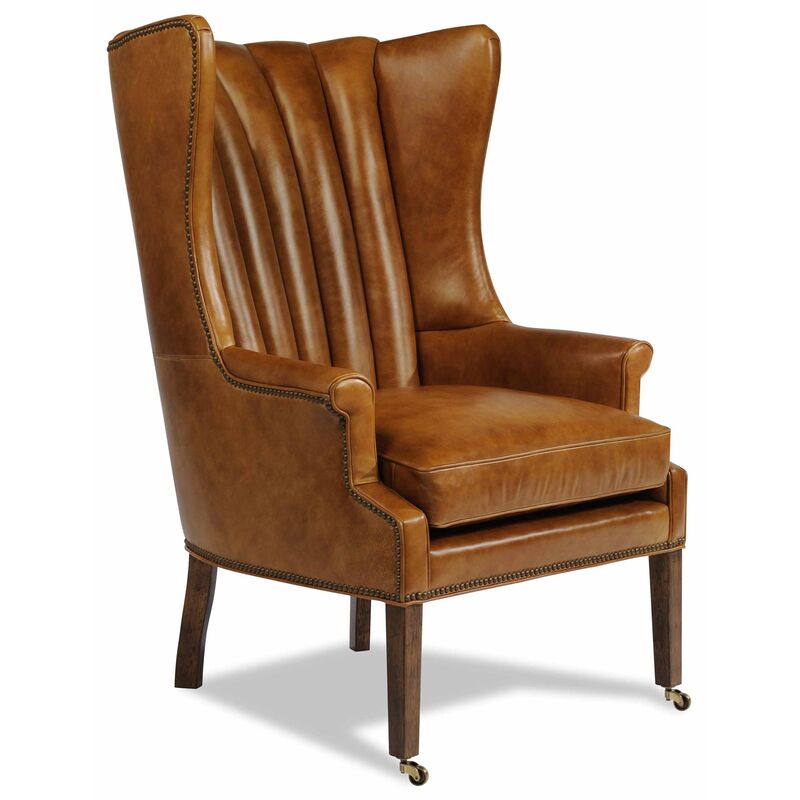 Philosopher Leather Wing Chair, Brown
