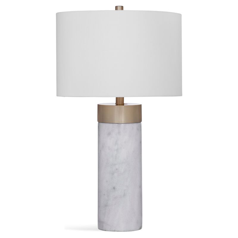 Allen Marble Table Lamp, White/Antiqued Brass