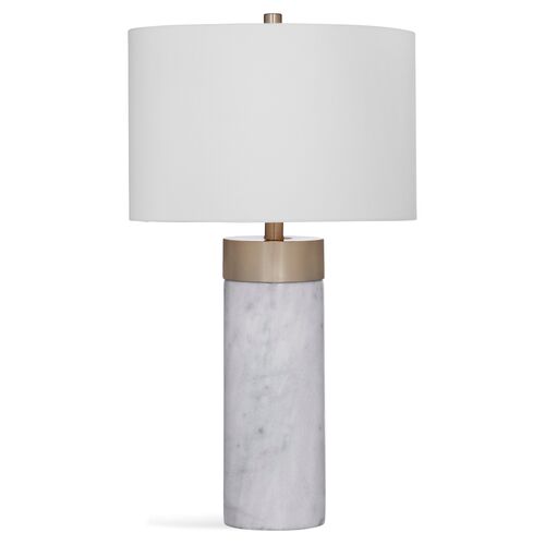 Allen Marble Table Lamp, White/Antiqued Brass~P77458642