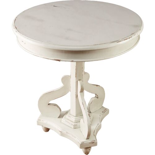 Amandus Round Side Table, Weathered White~P77654932