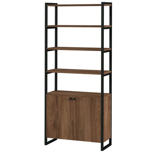 Darren 73" Two-Door Bookcase Etagere, Walnut