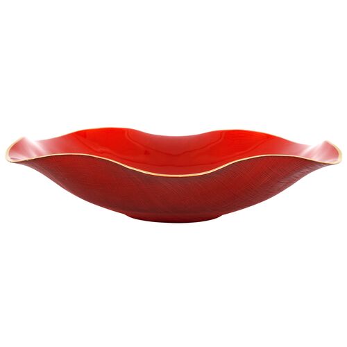 Holiday Glass Medium Serving Bowl, Red