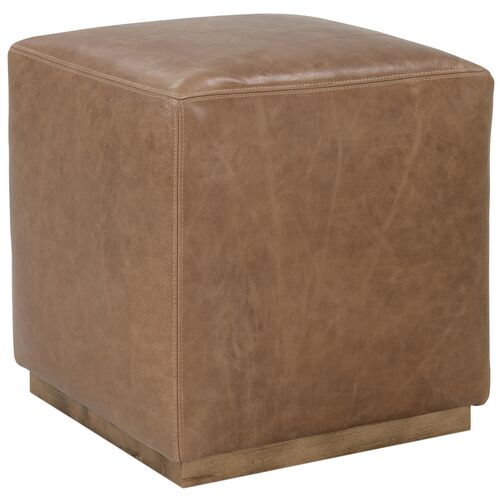 Madden Square Leather Ottoman, Nugget