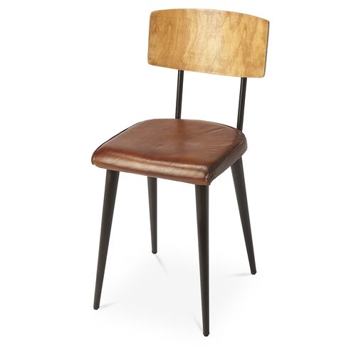 Charles Side Chair, Brown Leather~P77586961
