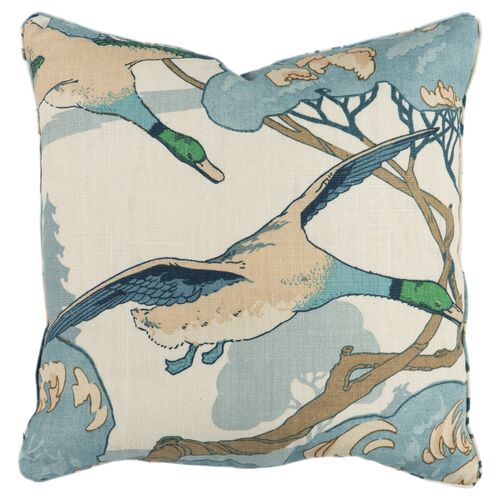 Flying Ducks Linen Pillow