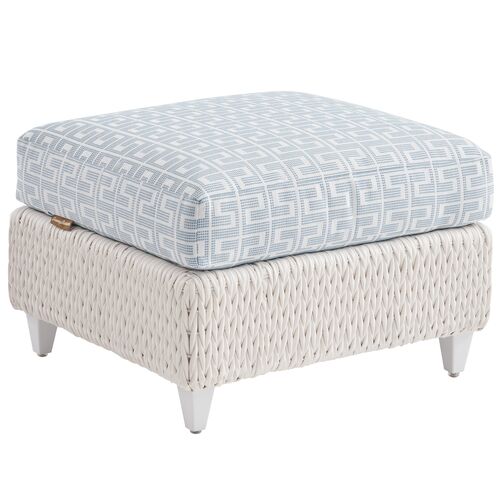 Ocean Breeze Promenade Ottoman, Geometric Blue/Aqua
