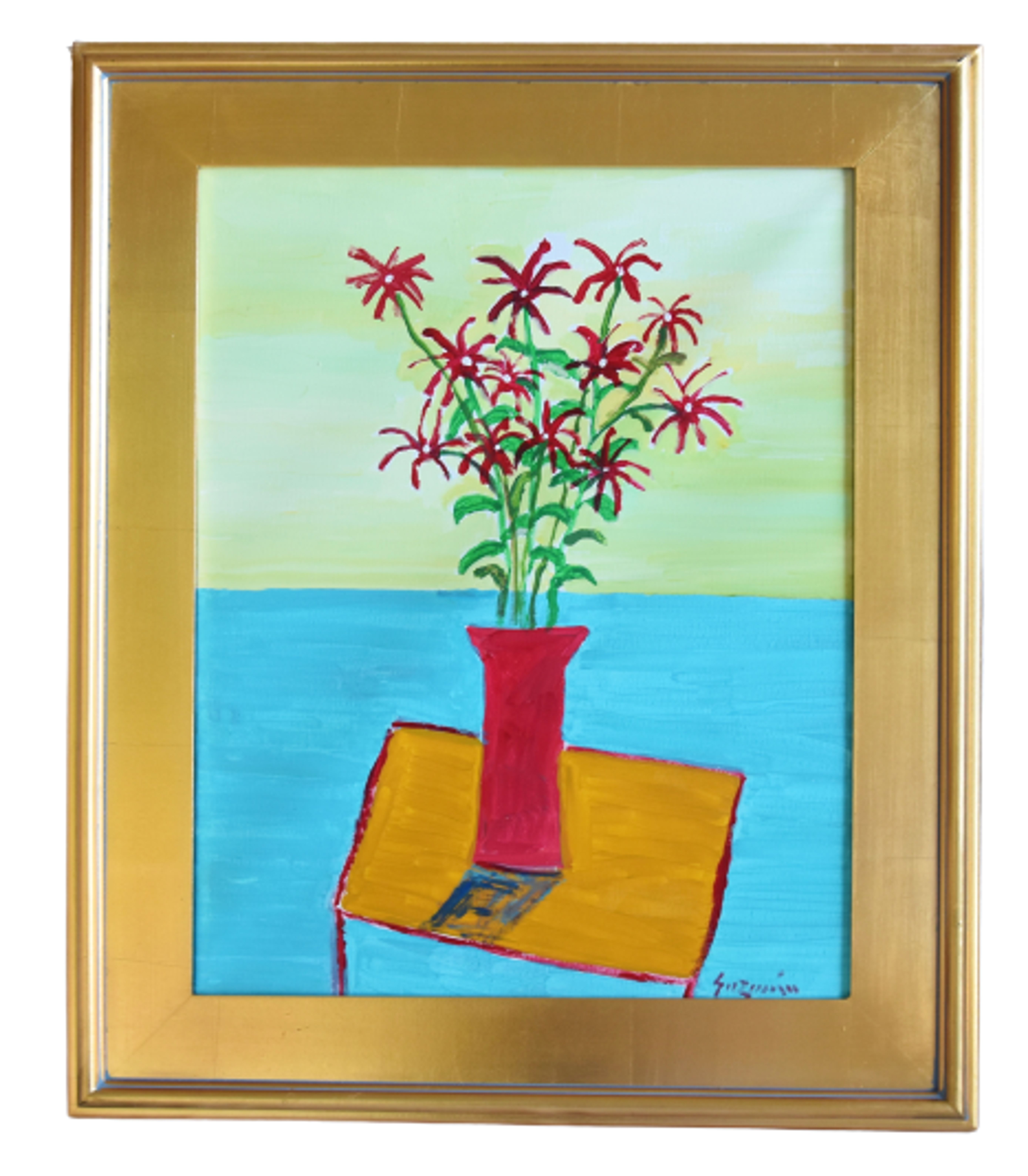 Juan Guzman Flowers Red Vase Painting~P77644111