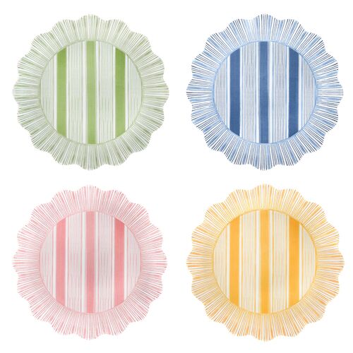 S/4 Cabana Stripe Melamine Dessert/Salad Plates, Multicolor