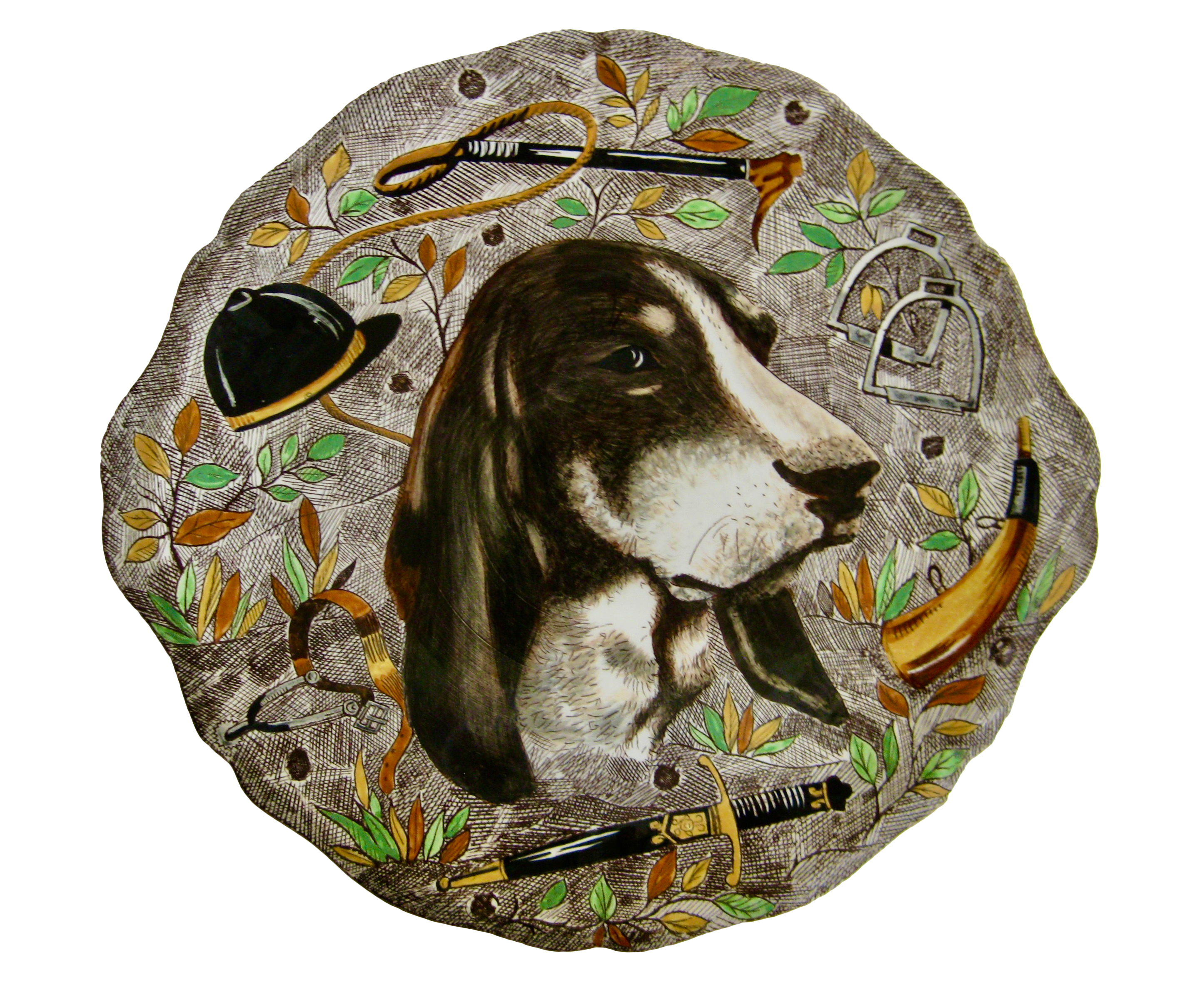 Gien French Faience Hunting Dog Platter~P77659127