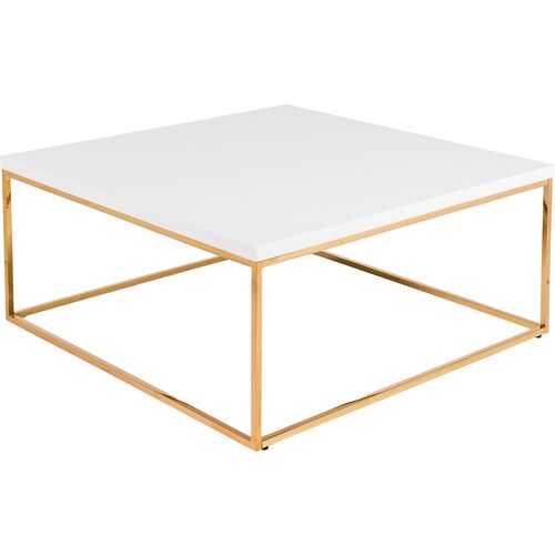 Terri Square Coffee Table, White/Gold~P77641926
