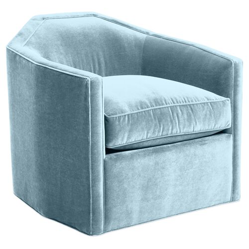 Speakeasy Swivel Club Chair, Sky Blue Velvet~P77447489