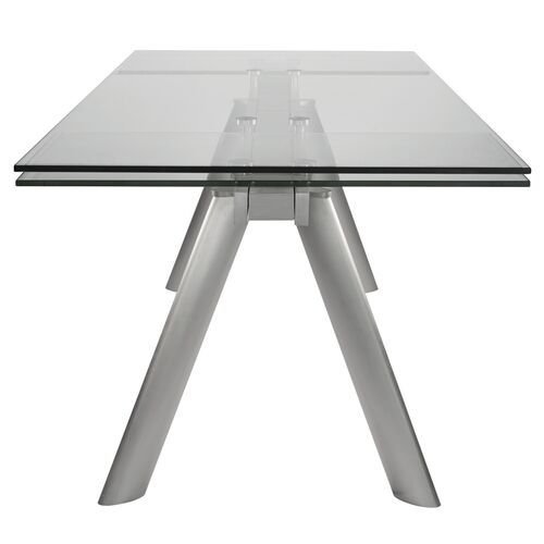 Delano 102" Extension Glass Dining Table, Clear