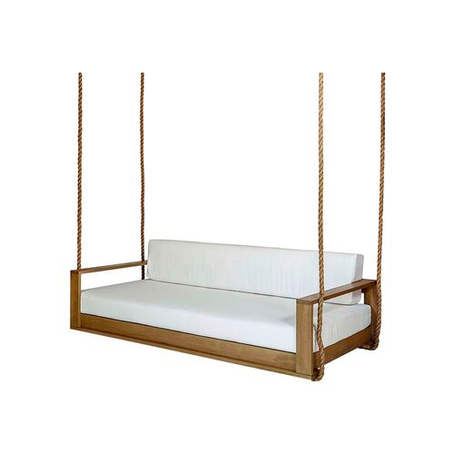 Percy Porch Swing, White/Natural Sunbrella