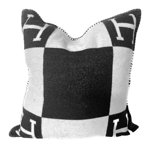 Hermes Black & White Wool Pillow~P77738495