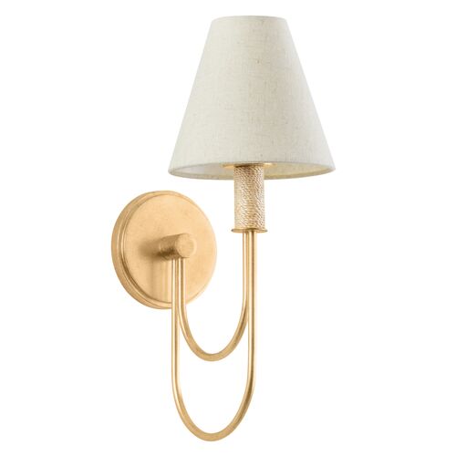 Olessa Wall Sconce, Vintage Gold Leaf/Natural Linen