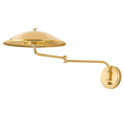 Thea Plug-in Adjustable Swing-Arm Wall Sconce, Aged Brass