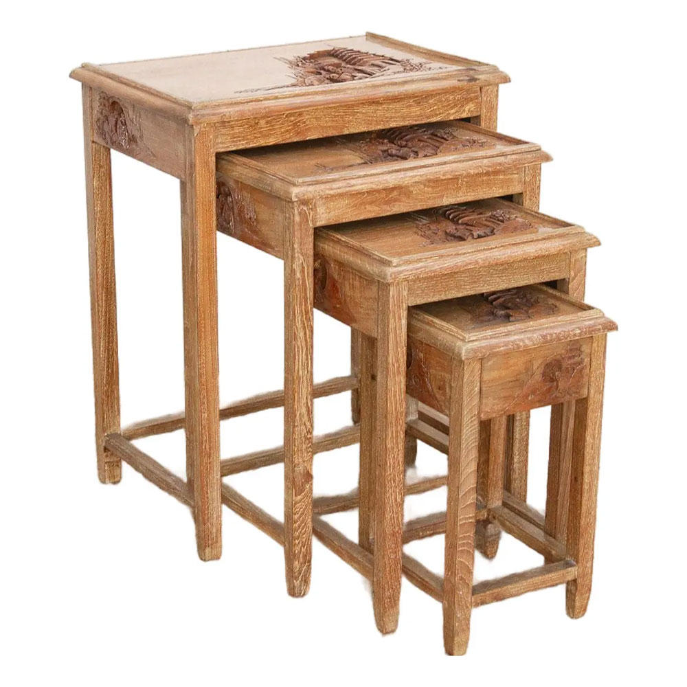 Mid-Century Carved Nesting Tables~P77753590