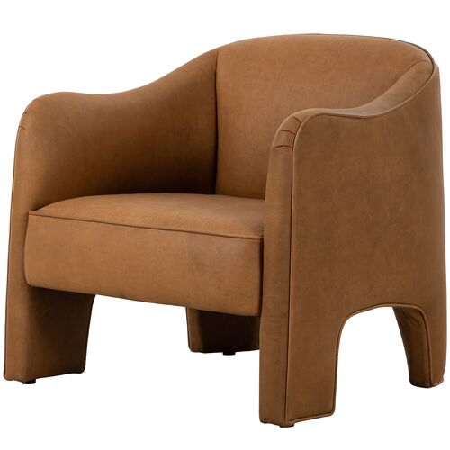 Wallen Leather Accent Chair, Cognac