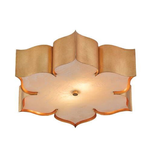 Grand Lotus Flush Mount, Antique Gold 