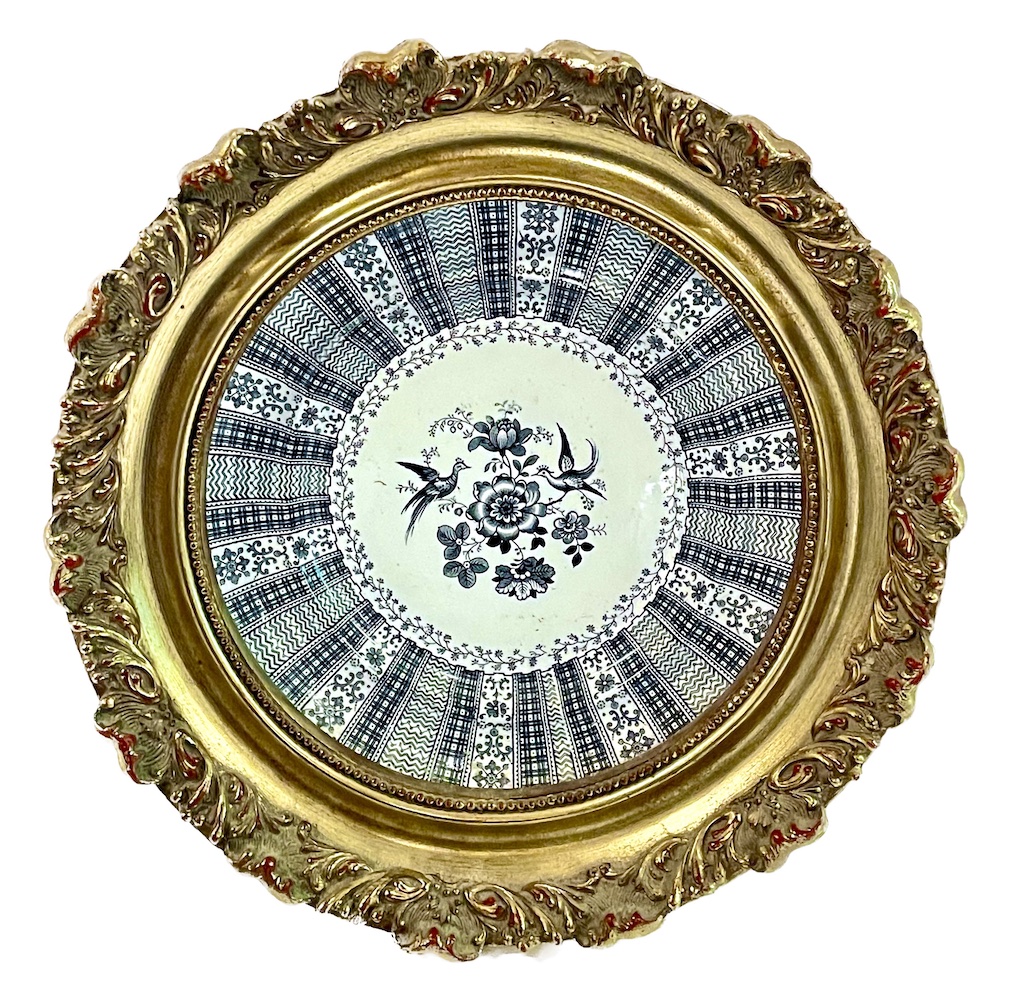 Framed Transferware Bird & Floral Plate~P77697856
