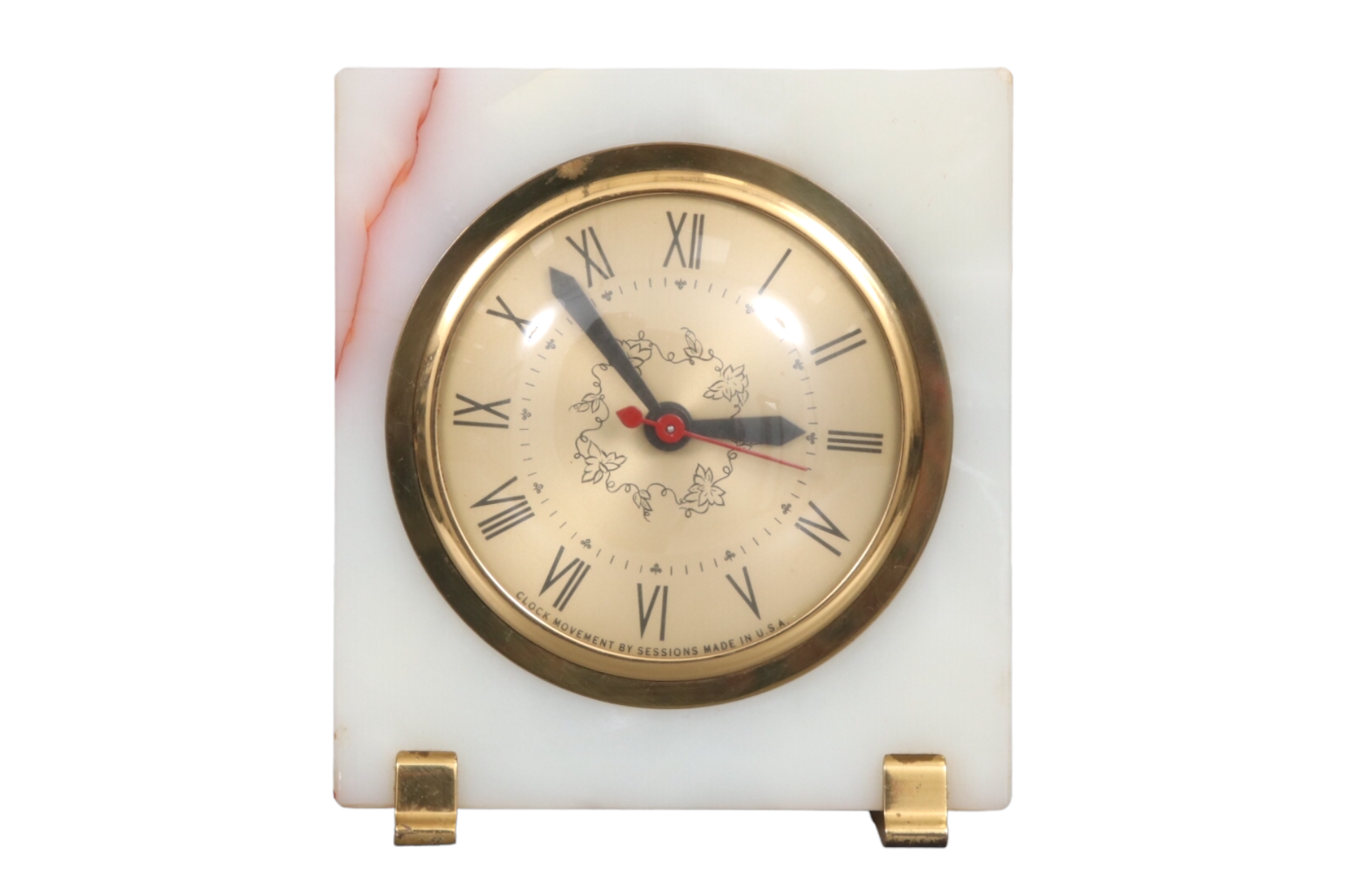 Sessions Mantel Clock in Marble & Brass~P77664749