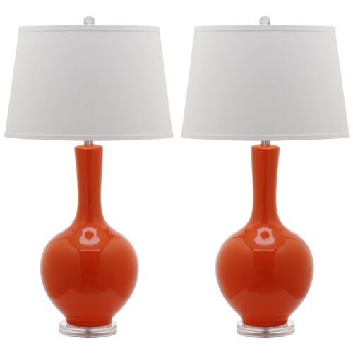 S/2 Blanche Table Lamps, Orange~P46309631