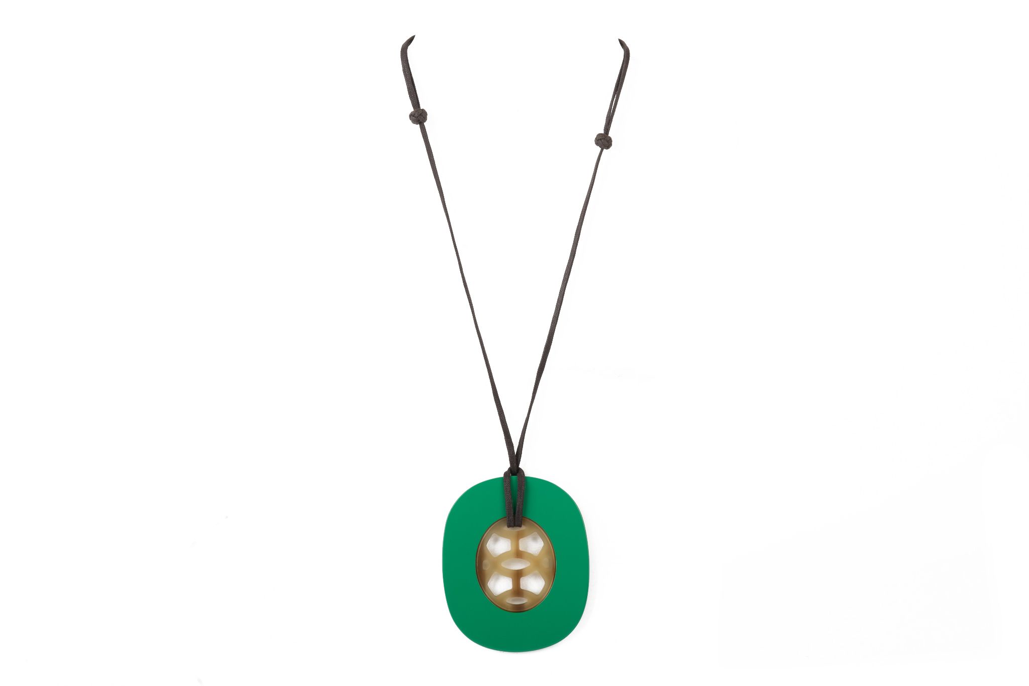 Hermès Green Horn Pendant Necklace~P77661080