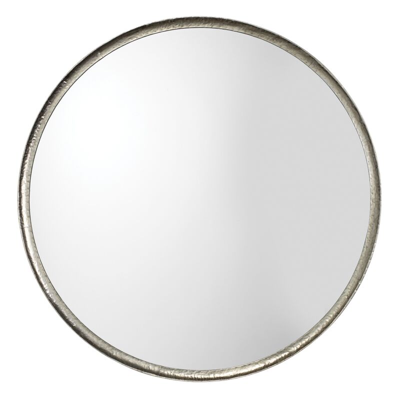 Refined Round Wall Mirror, Silver Leaf