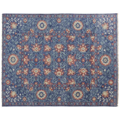 Jean Ornamental Hand-Knotted Rug, Blue~P77607253
