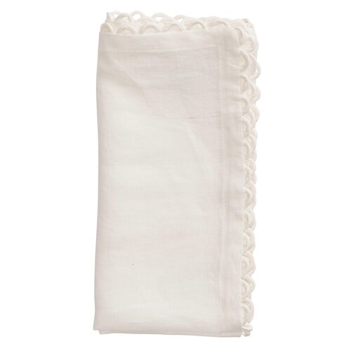 S/4 Loop Edge Napkins, White