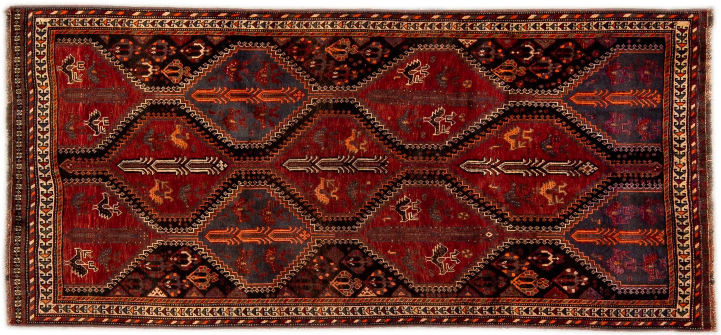 Vintage Shira Handmade Red Wool Runner~P77646635