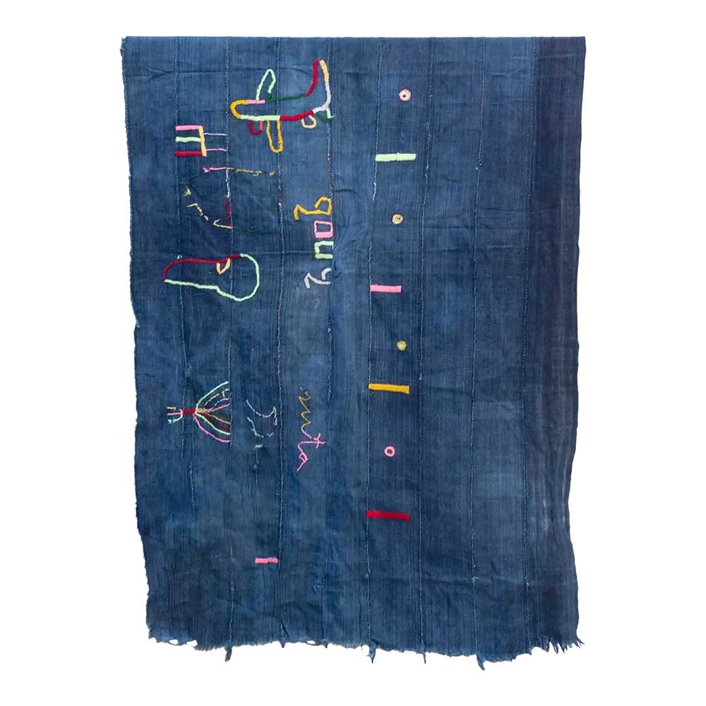 Vintage Fulani Embroidered Mud Cloth~P77714862