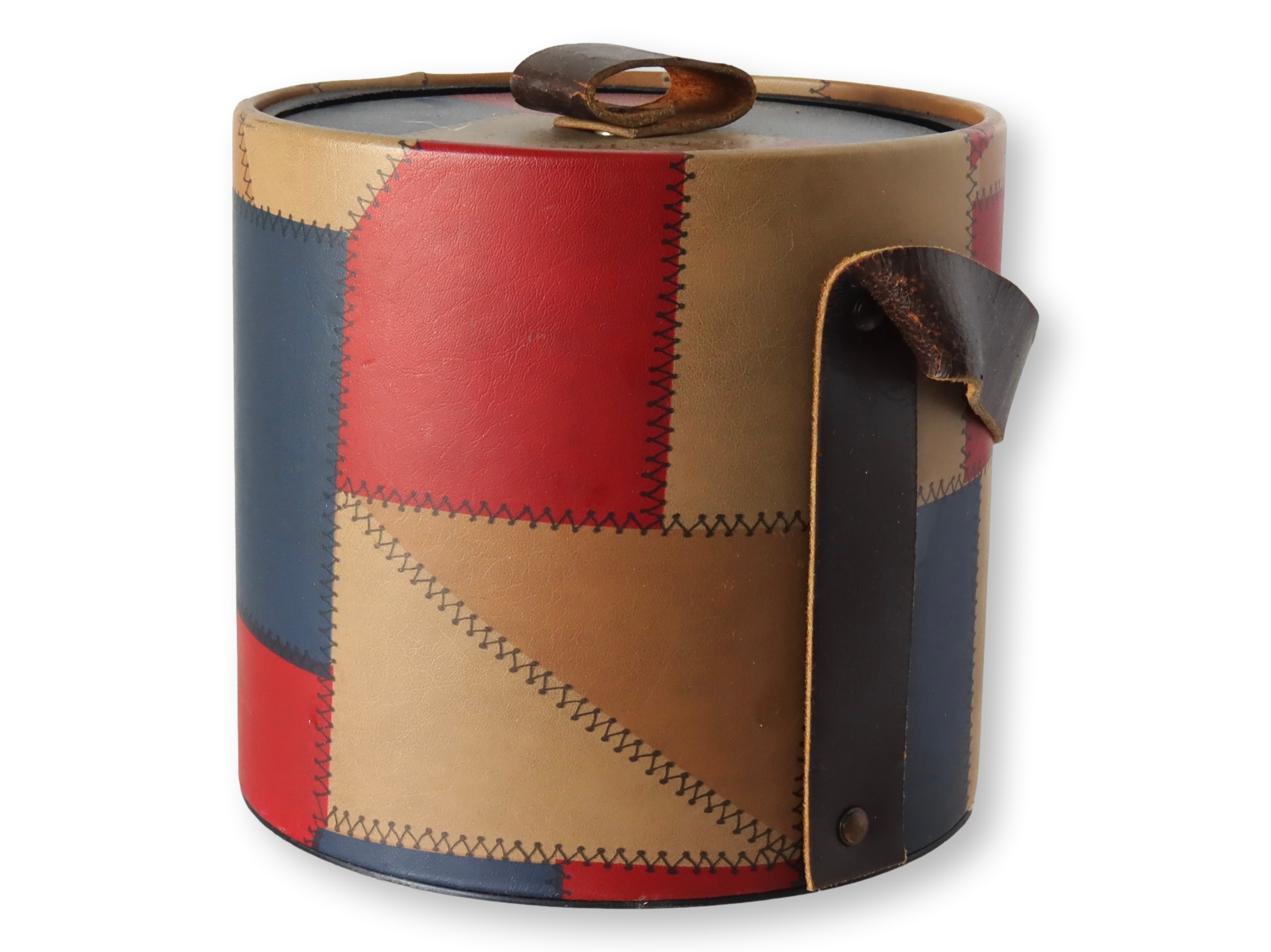 Midcentury Patchwork Leather Ice Bucket~P77704814