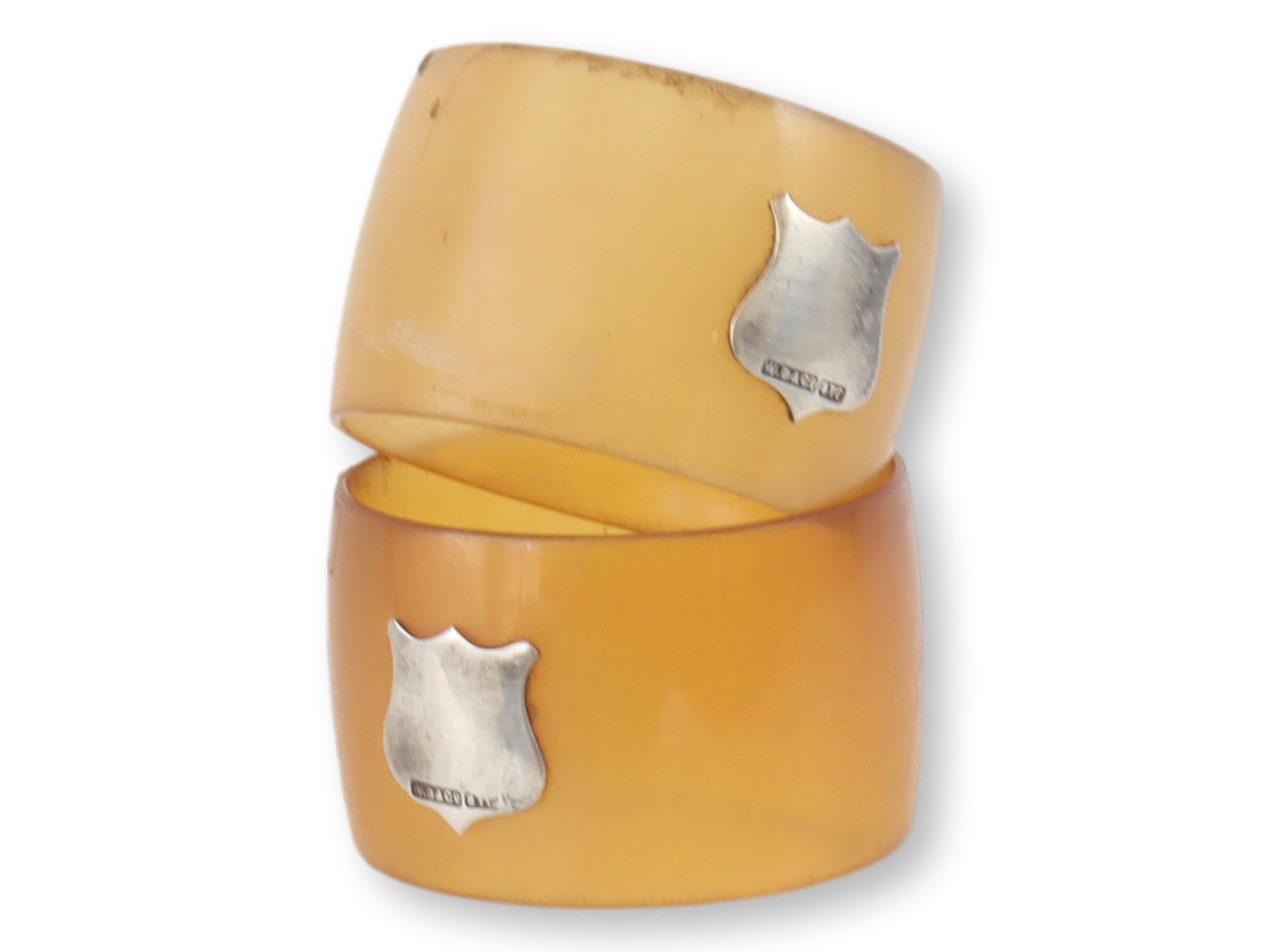 Sterling & Polished Horn Napkin Rings~P77672443