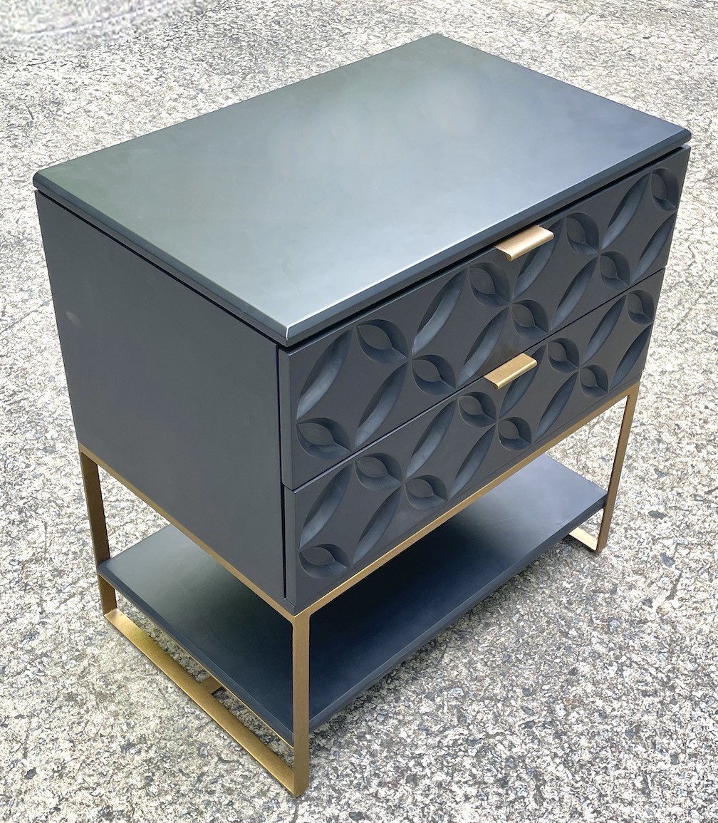 Clover Leaf Blue & Brass Console Table~P77670906