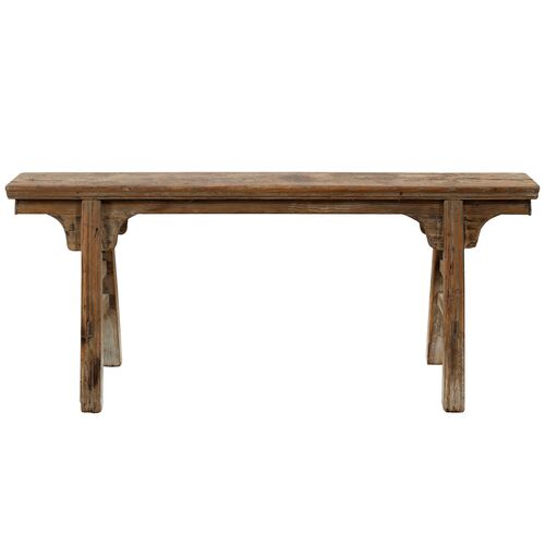 Vintage Noodle Bench with Front Panel, Weathered