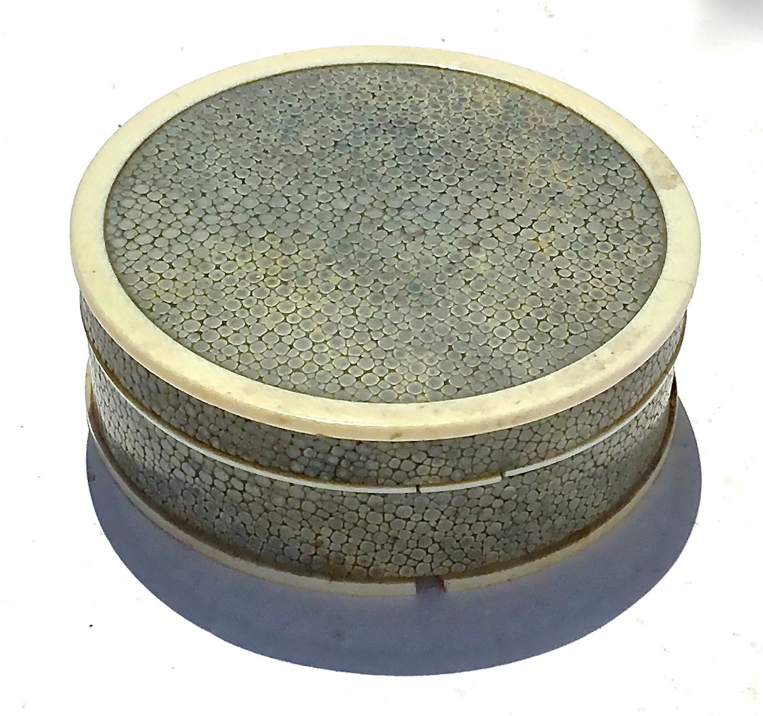 Signed Antique Round Lidded Shagreen Box~P77260943