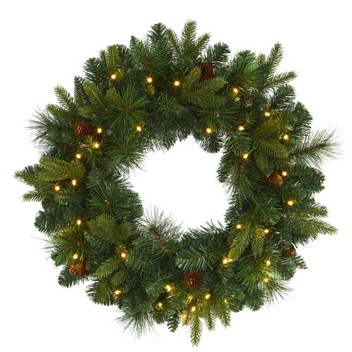 Pine Wreath 24in. Green, Faux