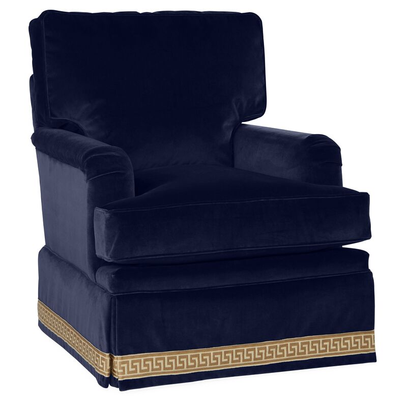 Winston Club Chair, Navy Velvet