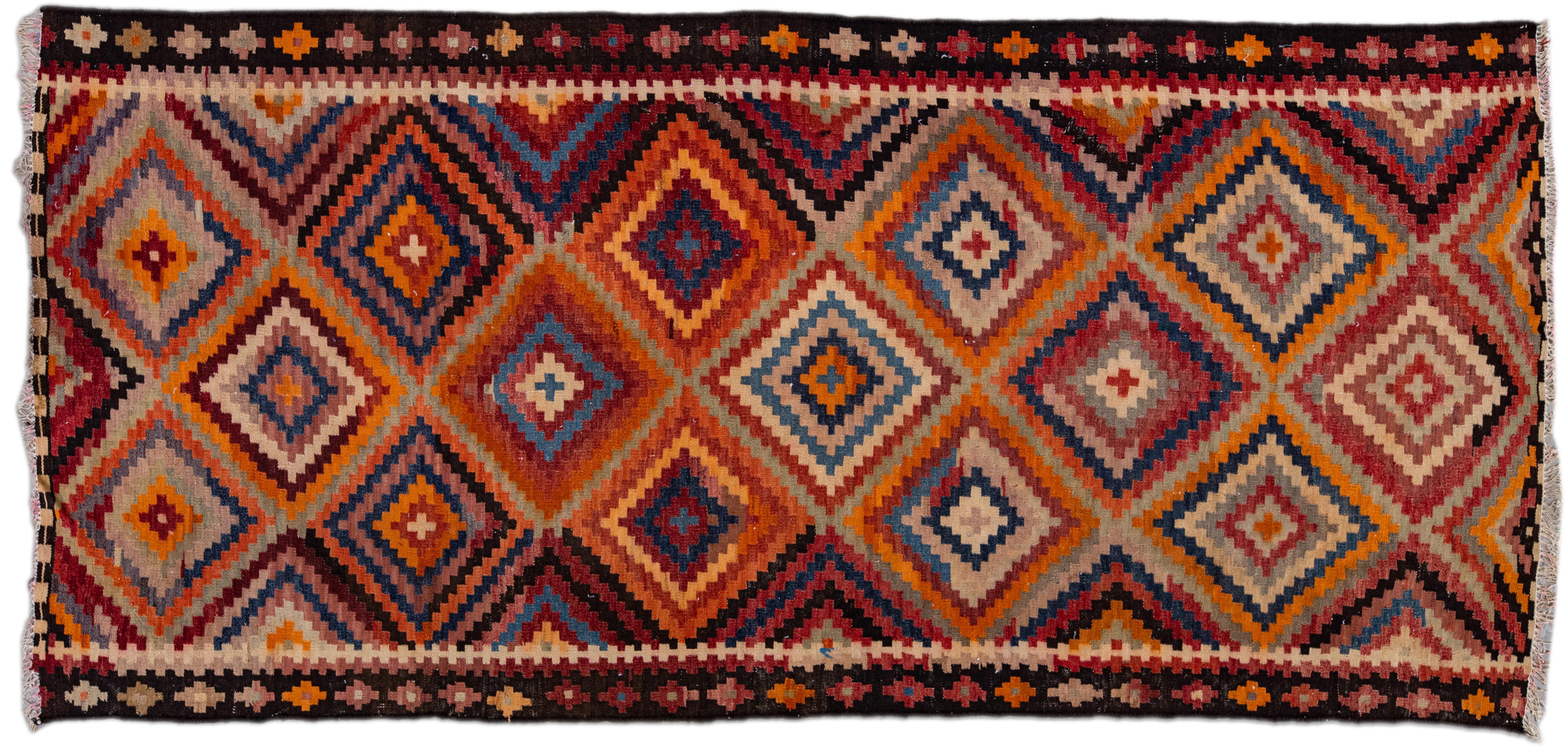 Kilim Orange Tribal Wool Runner~P77644197