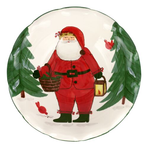 Old St. Nick Pedestal Fruit Bowl, Red